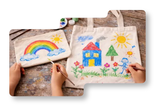 Atelier de peinture sur tote ou sur pochette au Studio Esencial à Montréal