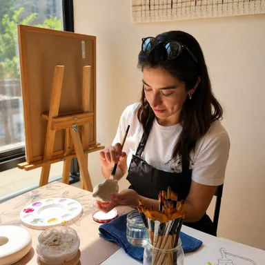Une participante qui crée lors d'une activité d'atelier de création libre du Studio Esencia à Montréal